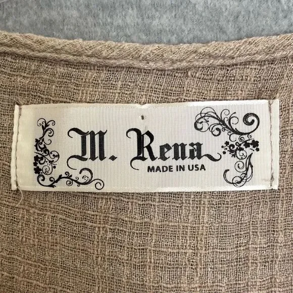 M. Rena Boho Lagenlook Gauze Tunic Womens Medium Beachy Artsy Breezy Made in USA - Picture 7 of 13